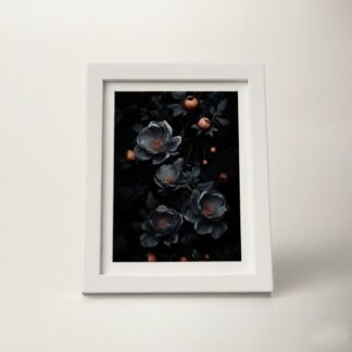 Elegant white floral art photo frame for modern home decor.