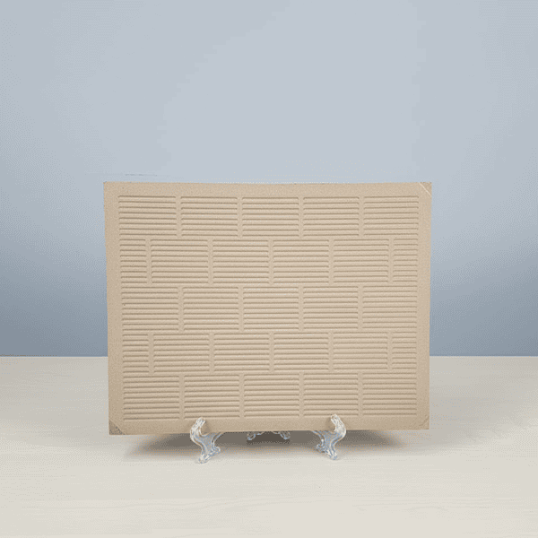 Custom photo tile with elegant display stand for personalized home decor.