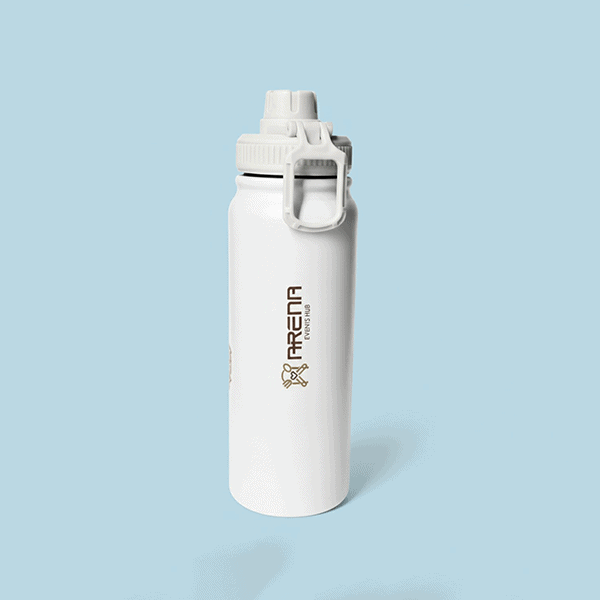Custom Action Flip-Cap Water Bottle (White)