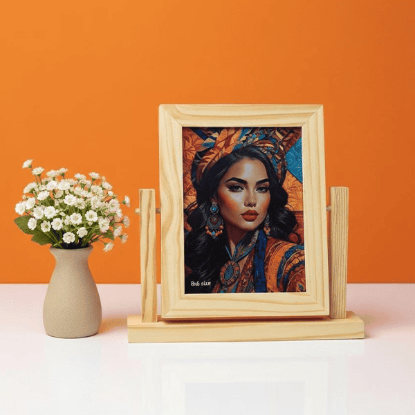 Portrait photo frame for personalized artwork and gifts.