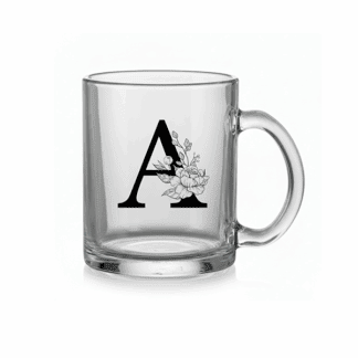 Promotional Custom Letter Engraved Glass Mug