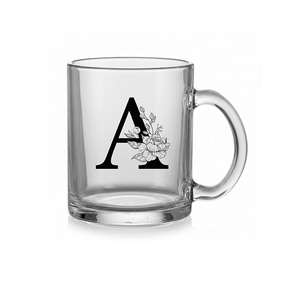 Promotional Custom Letter Engraved Glass Mug
