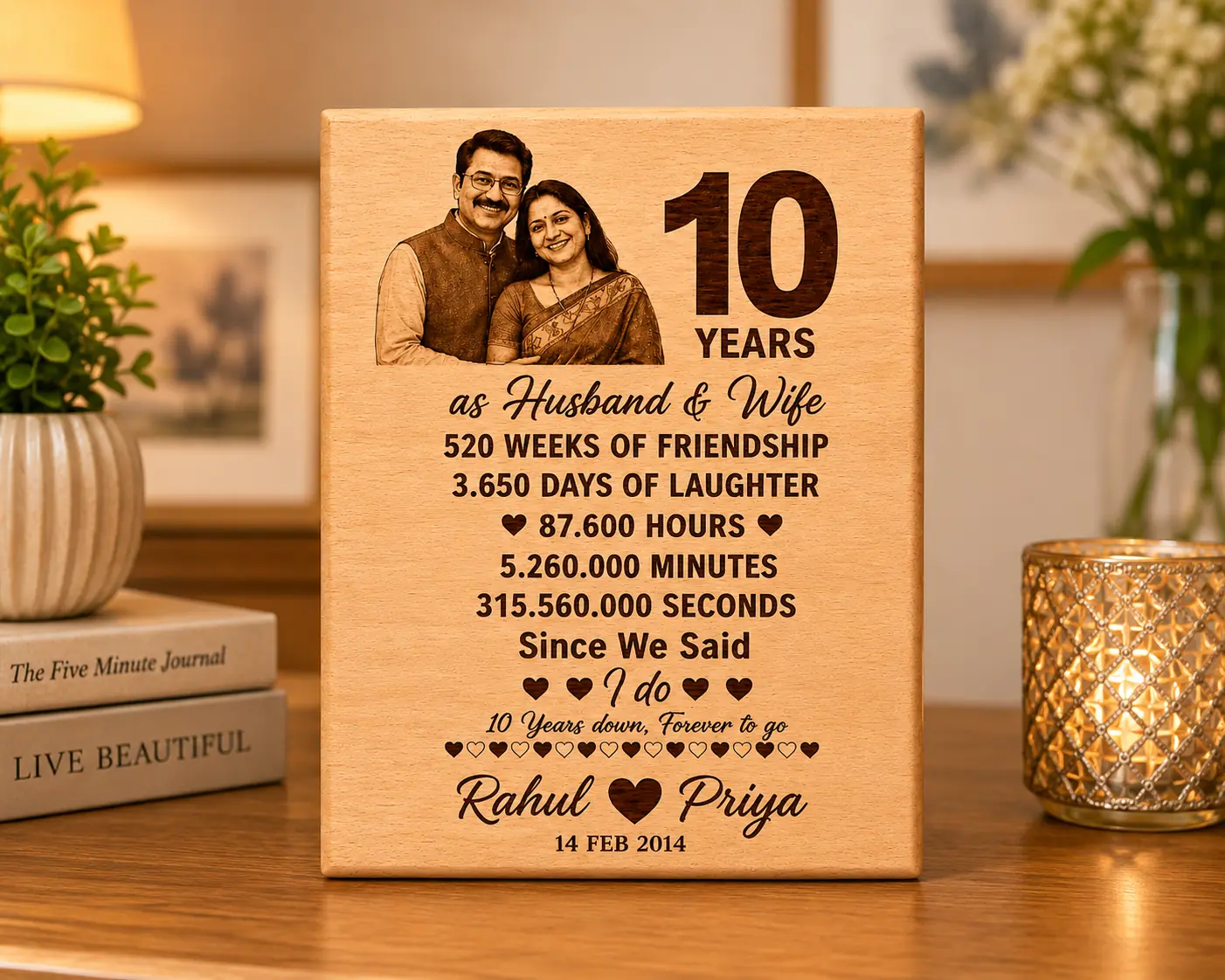 Personalized Wooden Plaque with Laser-Engraved Photos and Custom Text - Image 2