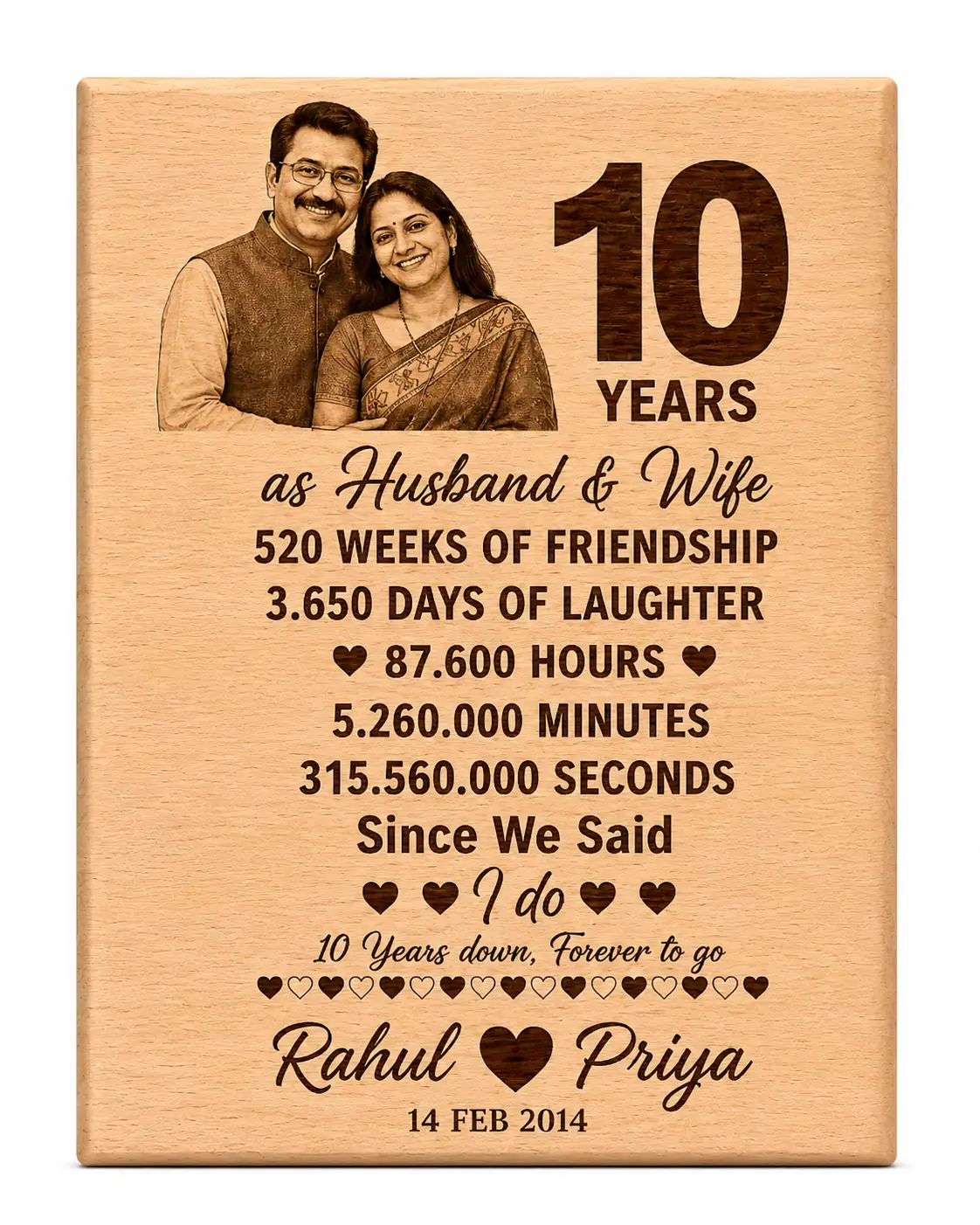 Personalized Wooden Plaque with Laser-Engraved Photos and Custom Text - Image 4