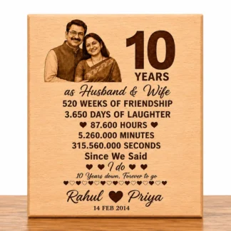 Personalized Wooden Plaque with Laser-Engraved Photos and Custom Text