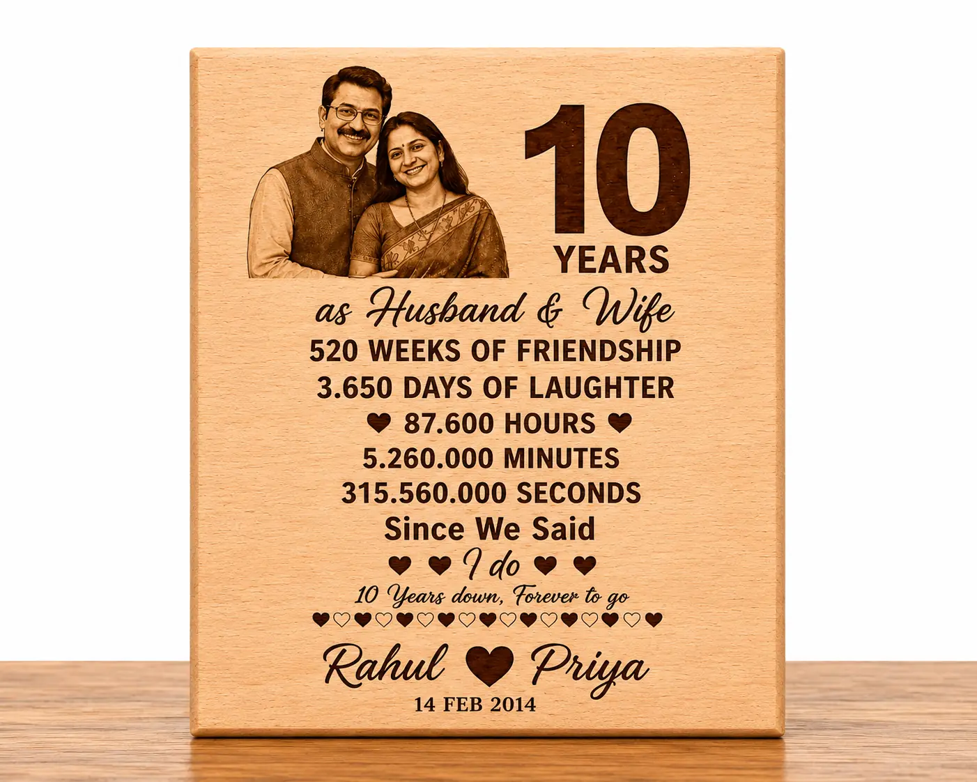 Personalized Wooden Plaque with Laser-Engraved Photos and Custom Text