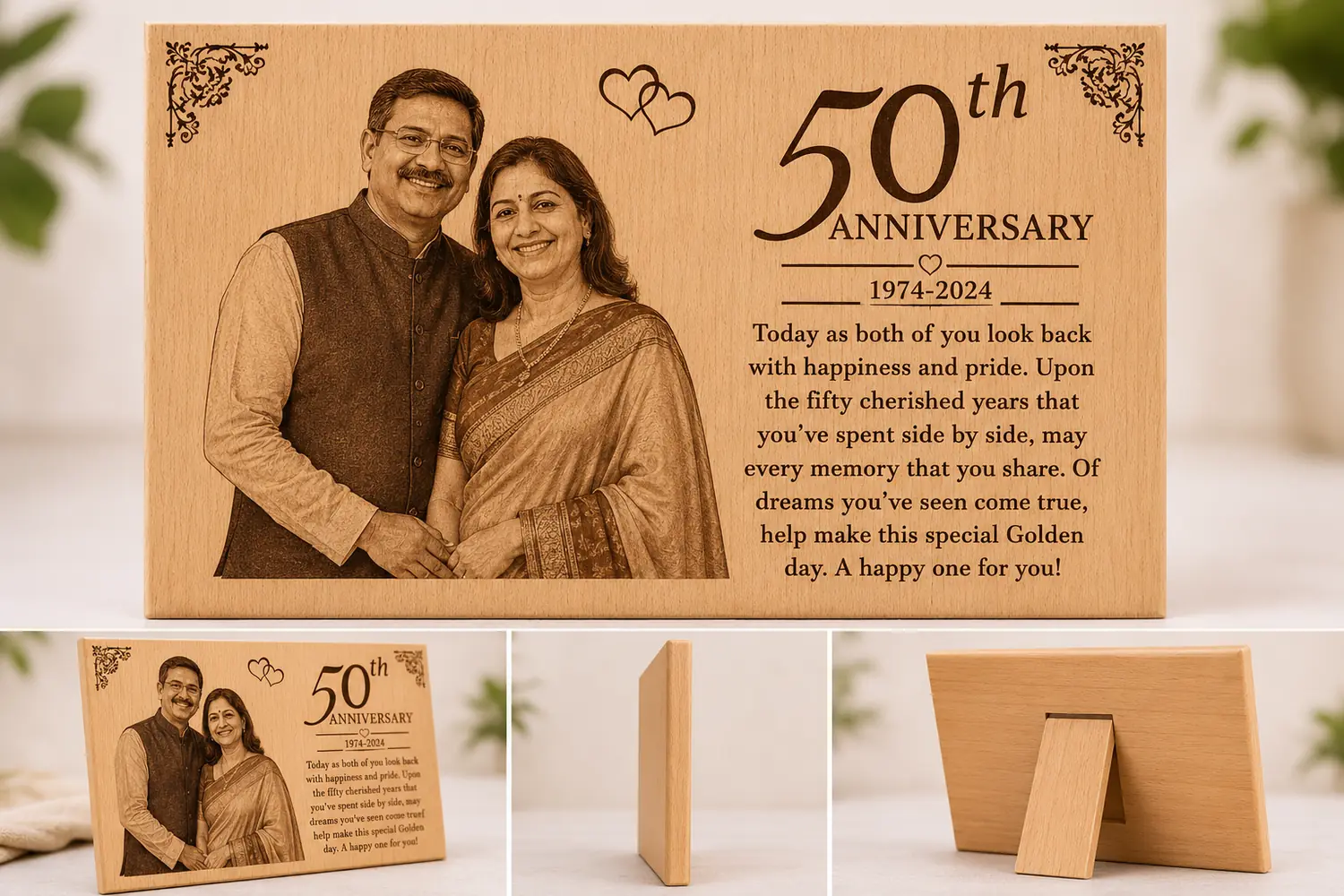 Personalized Wooden Photo Frame Engraved with Text - Image 3