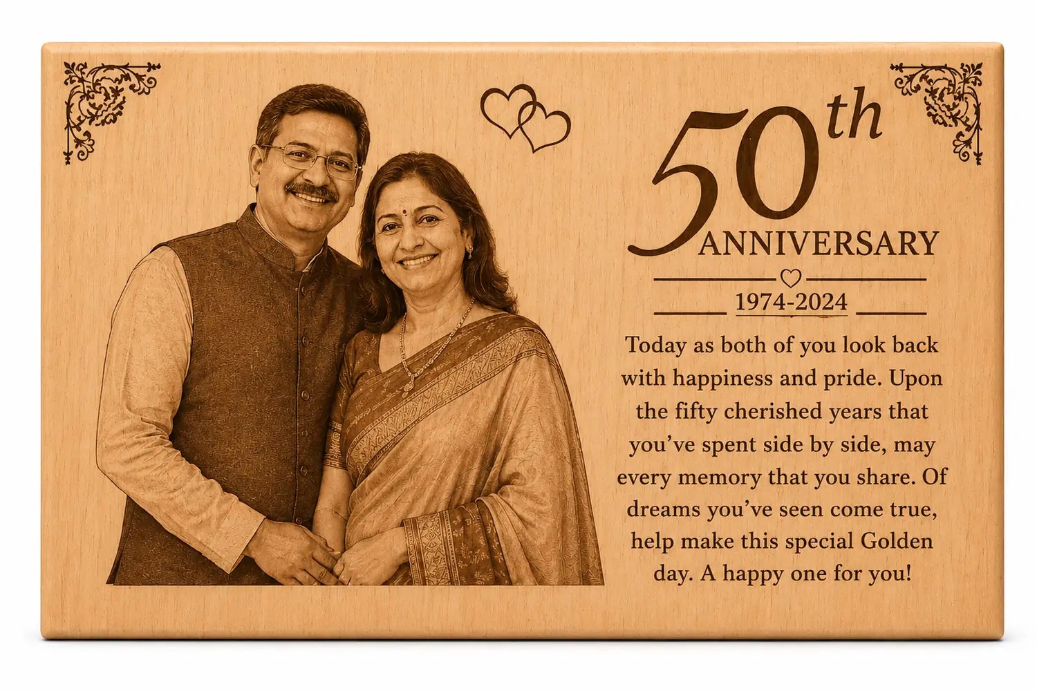 Personalized Wooden Photo Frame Engraved with Text - Image 2