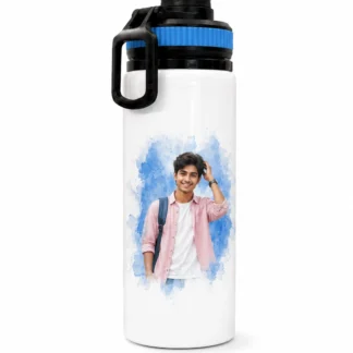 Personalized White Sublimation Sipper Bottle with Custom Photo Print