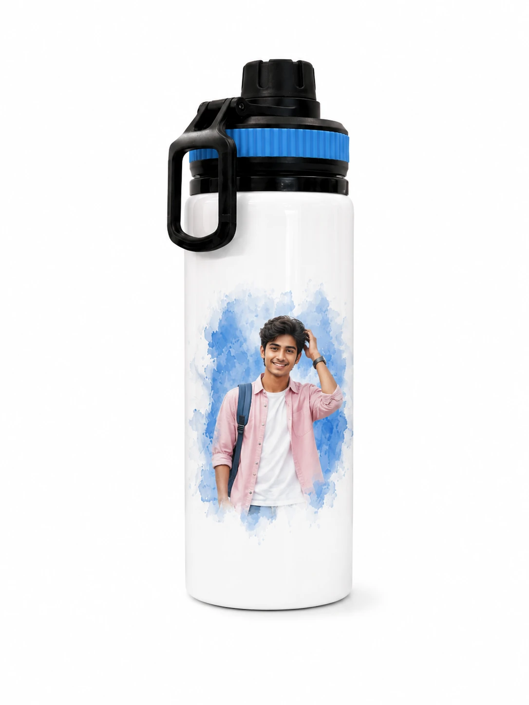 Personalized White Sublimation Sipper Bottle with Custom Photo Print