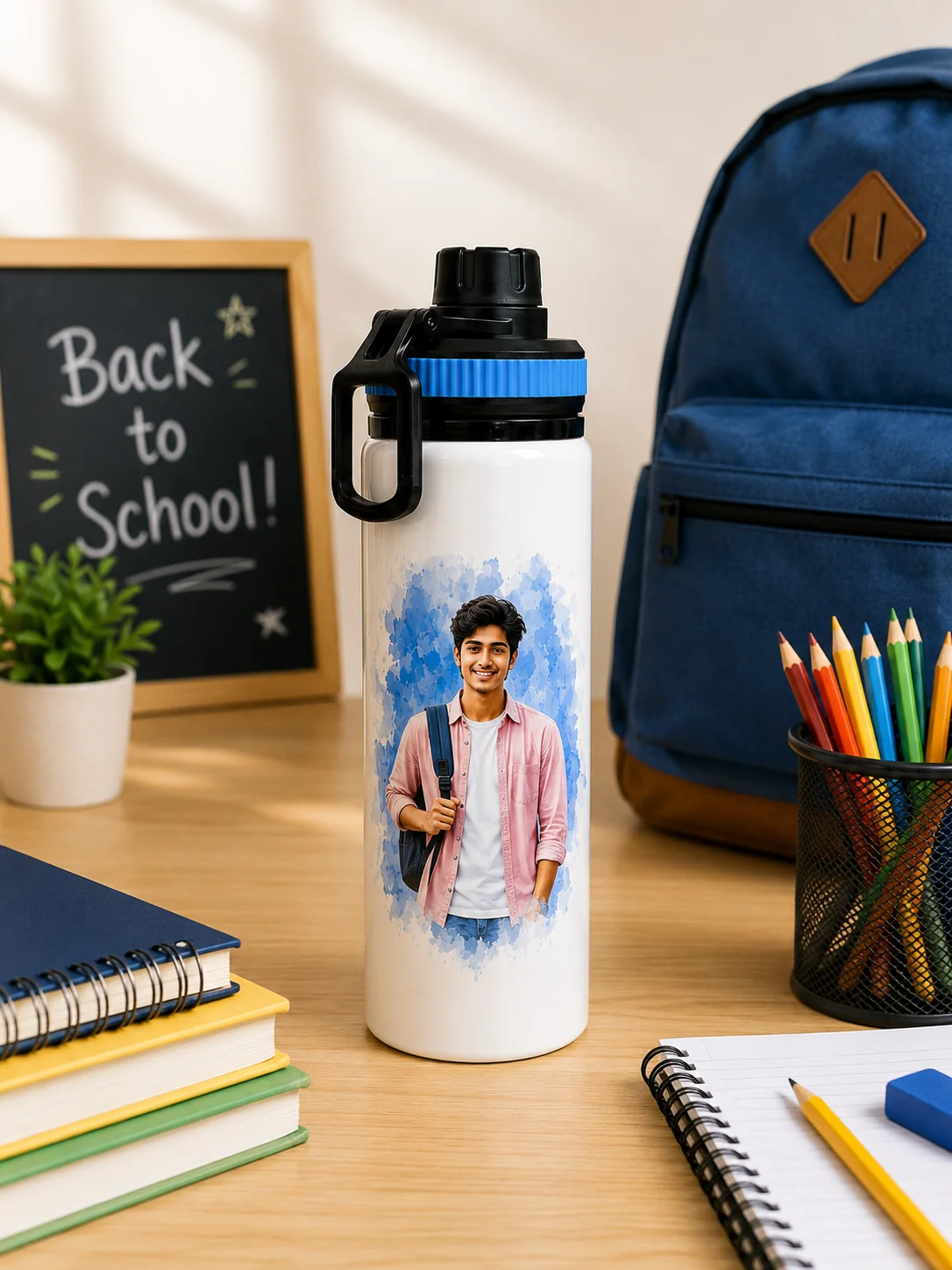 Personalized White Sublimation Sipper Bottle with Custom Photo Print - Image 3