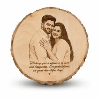 Personalized Wooden Slice Photo Frame with Laser Engraved Photo and Text