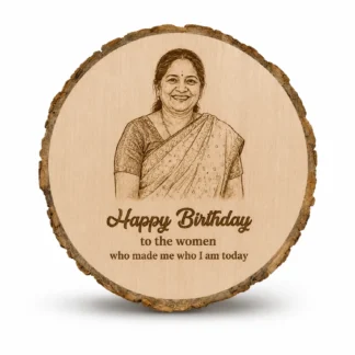 Wood Slice Laser Engraved Personalized Photo and Text