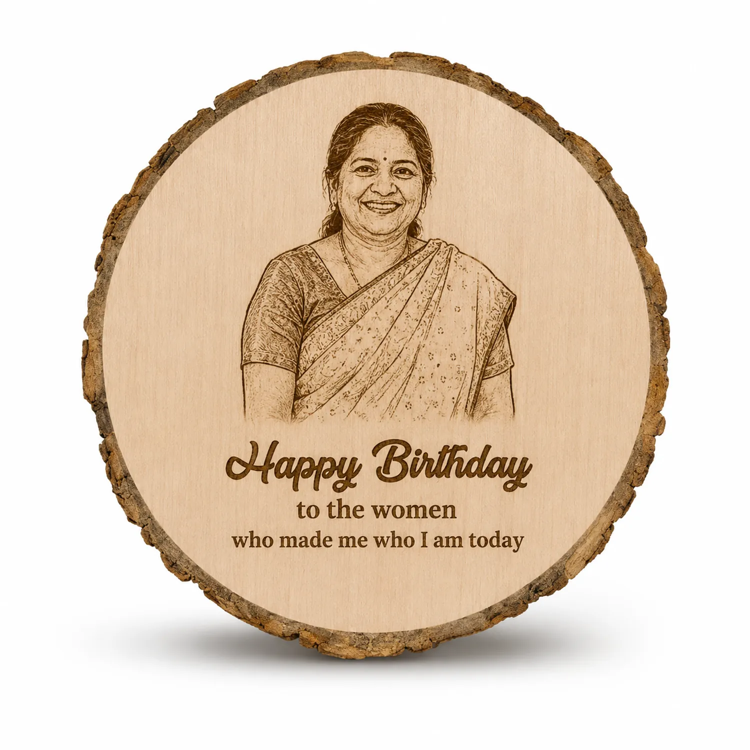 Wood Slice Laser Engraved Personalized Photo and Text