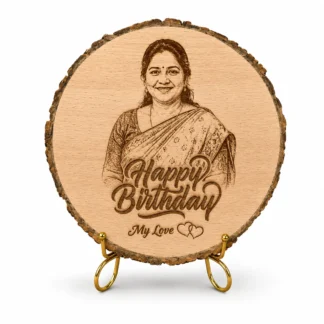 Laser Engraved Wood Slice Personalized Photo and Text