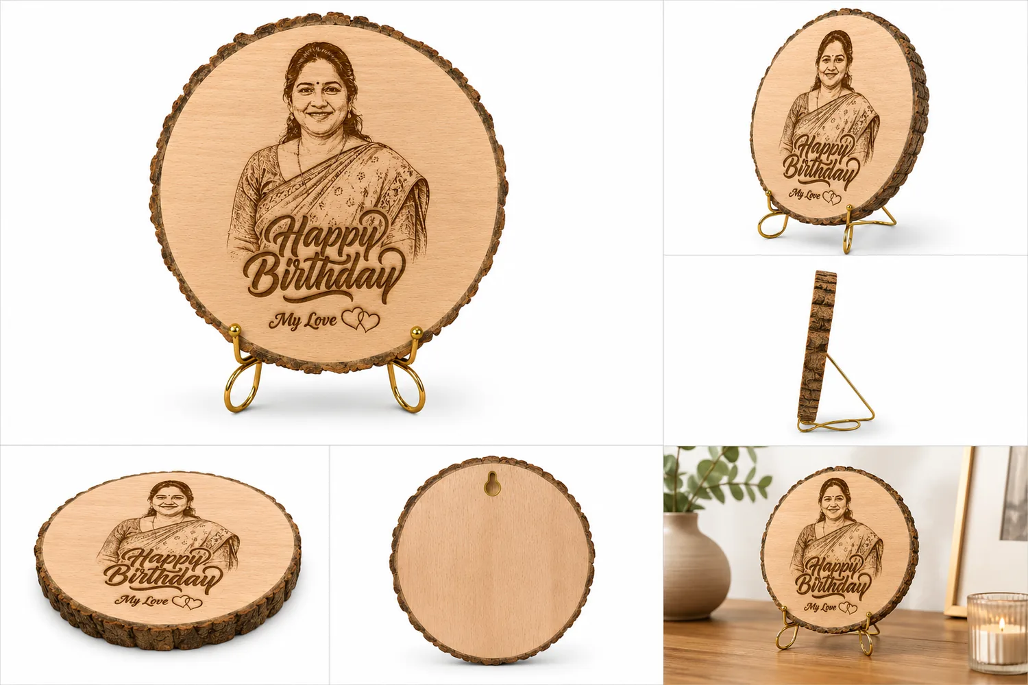 Laser Engraved Wood Slice Personalized Photo and Text - Image 3
