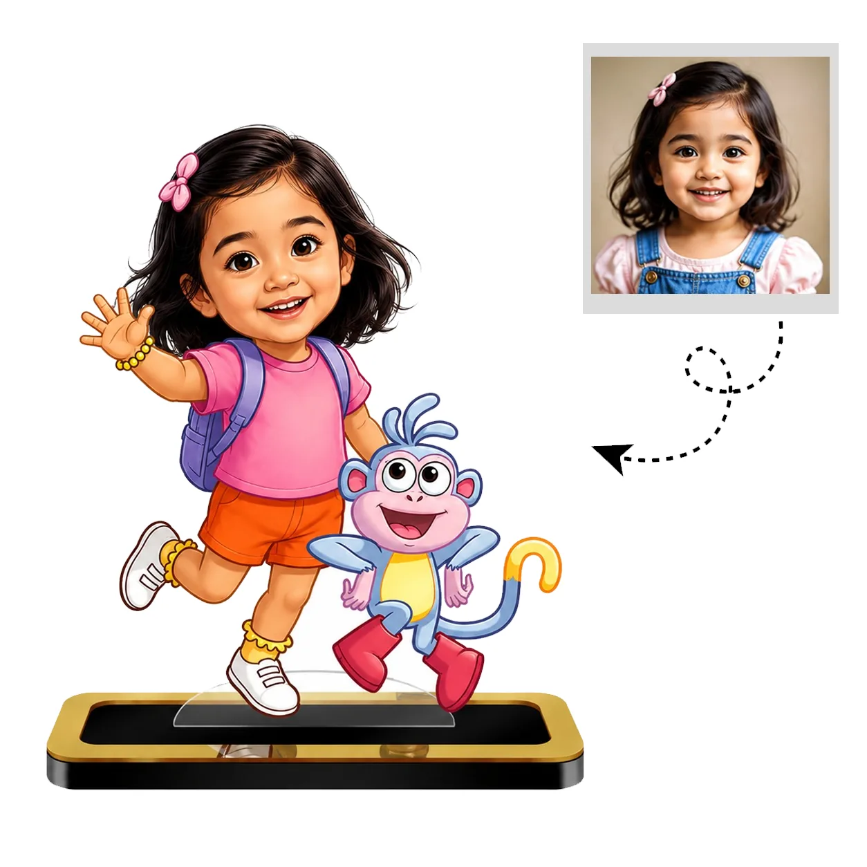 Personalized "Dora & Buji" Caricature – Custom Cartoon Couple Acrylic Gift - Image 2