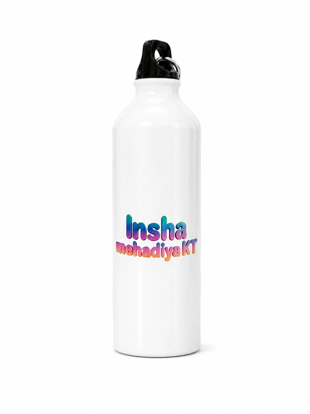 White Aluminum Sipper Water Bottle with Personalized Rainbow-Gradient Name - Image 3