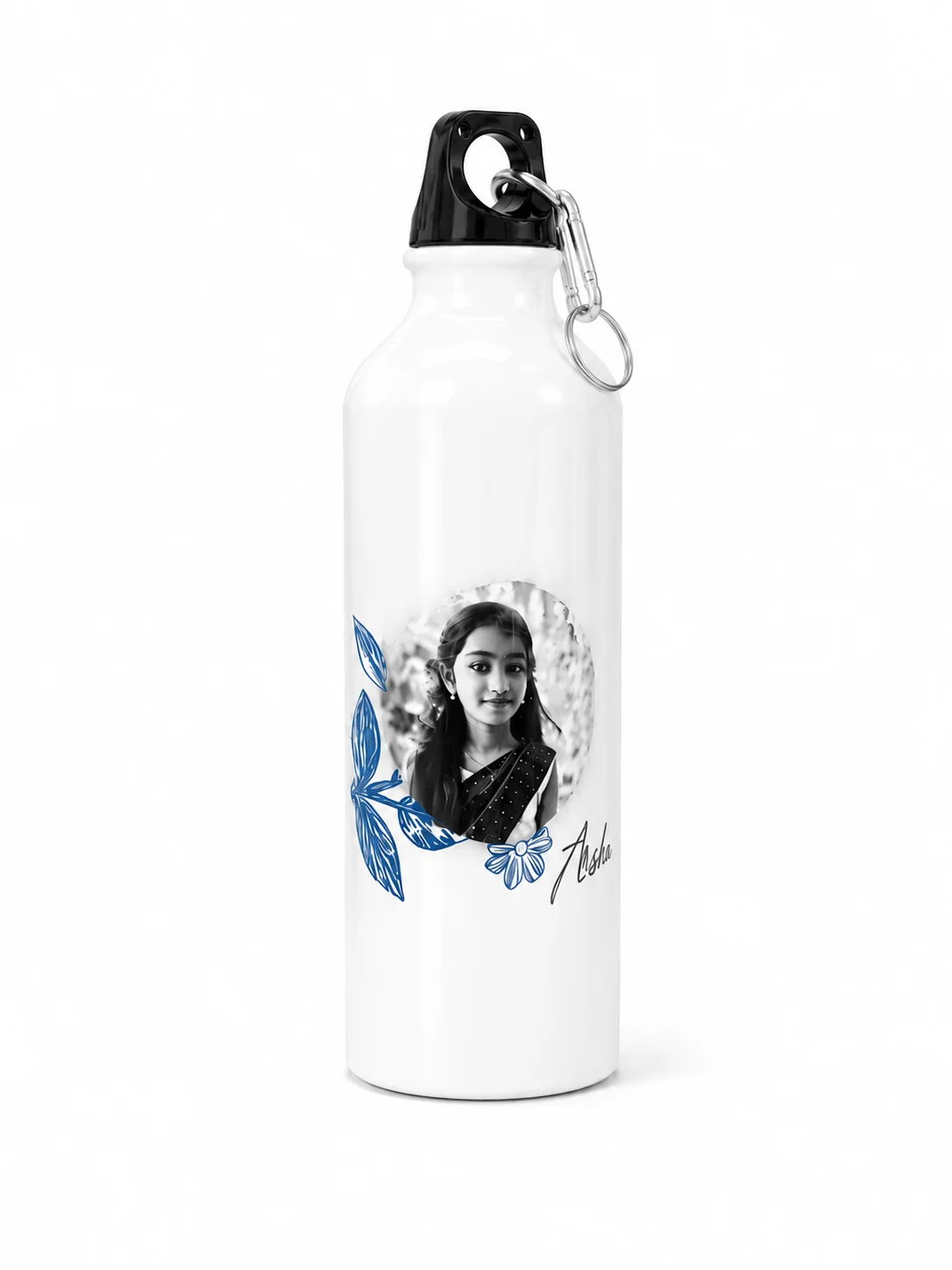 White Aluminum Sipper Bottle with Customizable Photo Design - Image 2