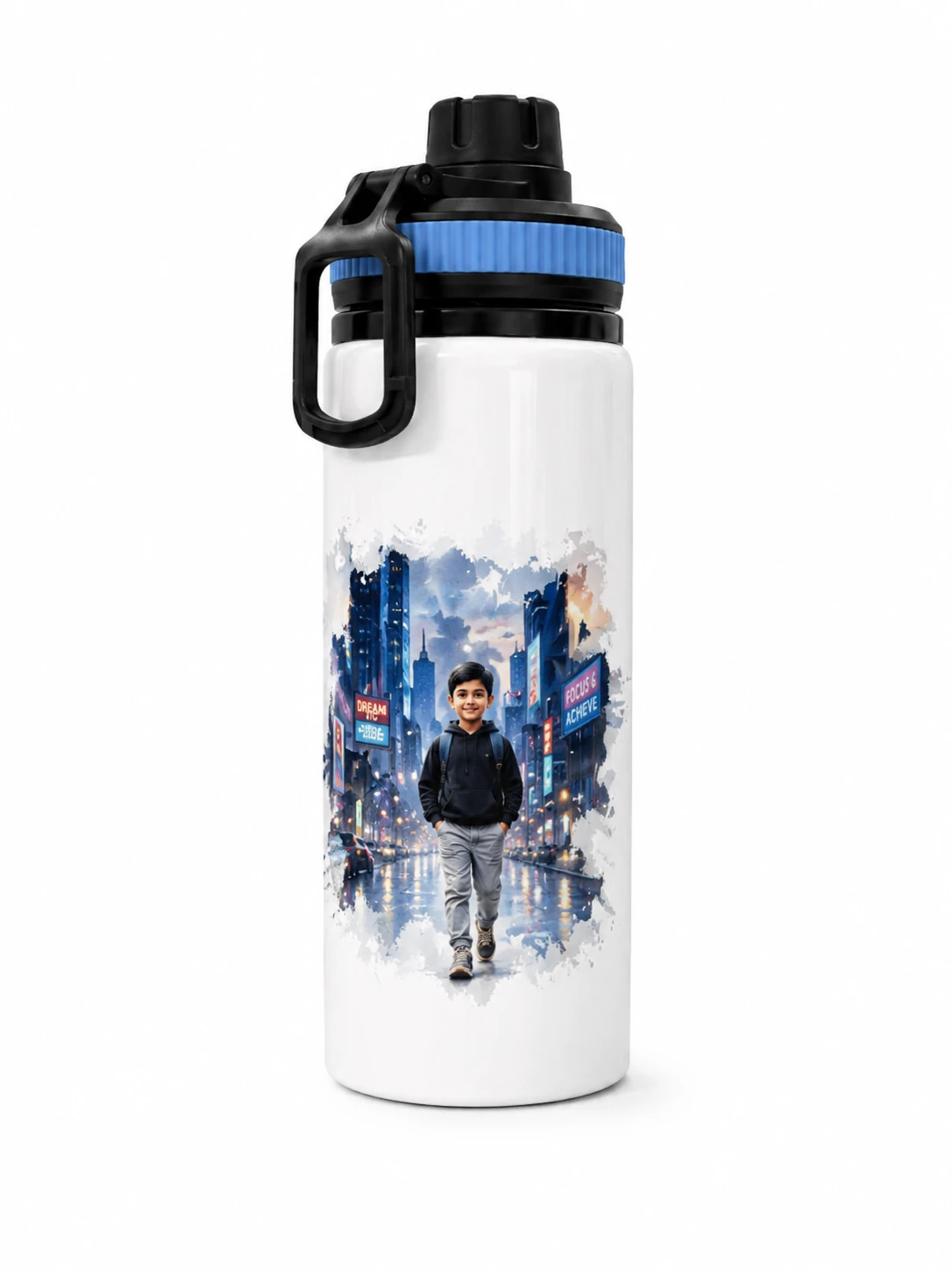 White Sipper Bottle with Custom Photo Print - Image 2