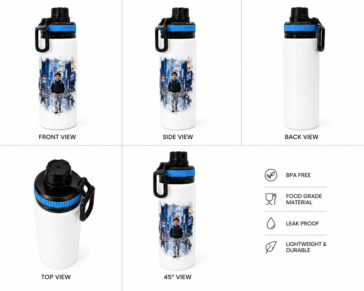 White Sipper Bottle with Custom Photo Print - Image 3