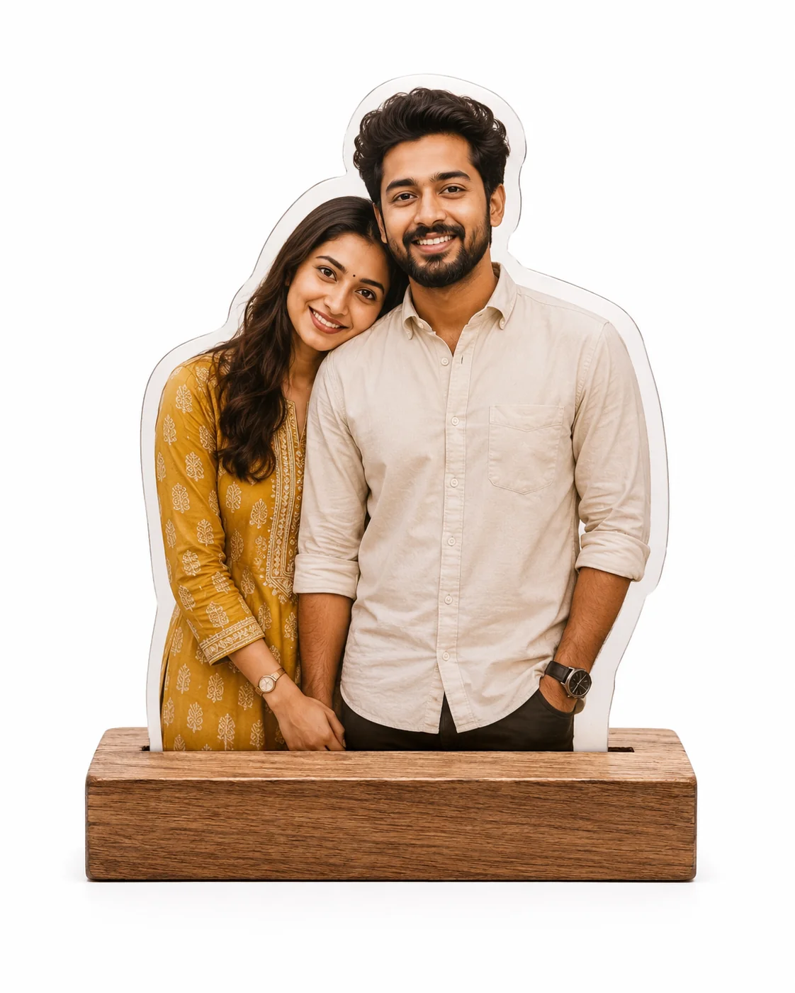 Personalized Acrylic Photo Cutout with Wooden Base