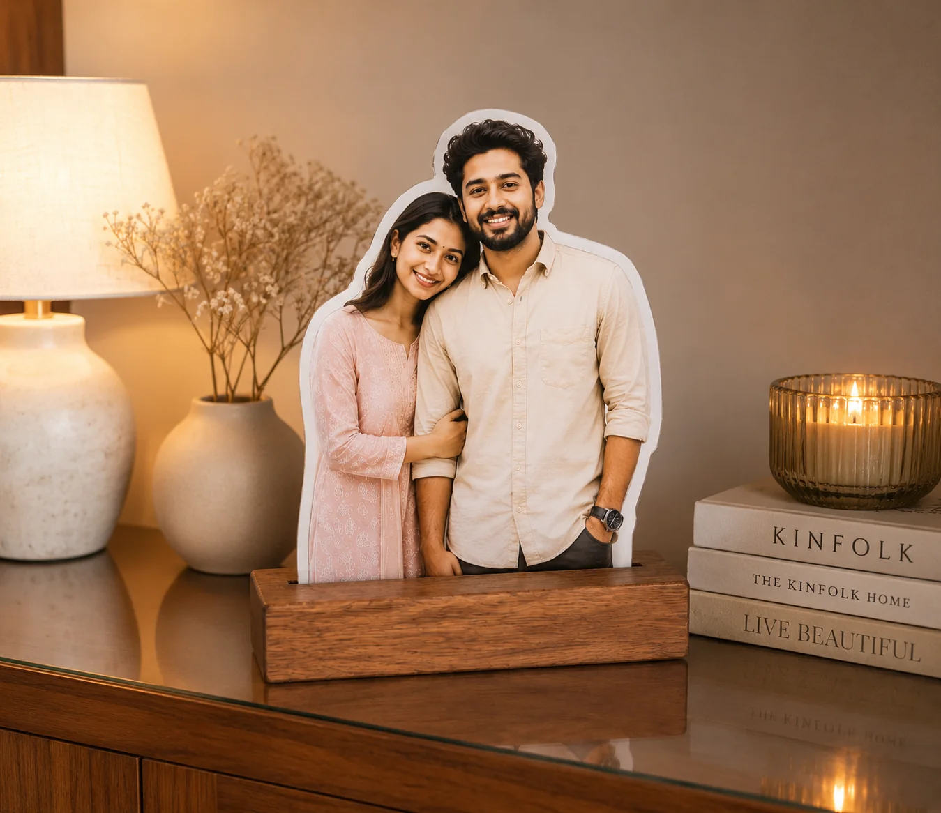 Personalized Acrylic Photo Cutout with Wooden Base - Image 4