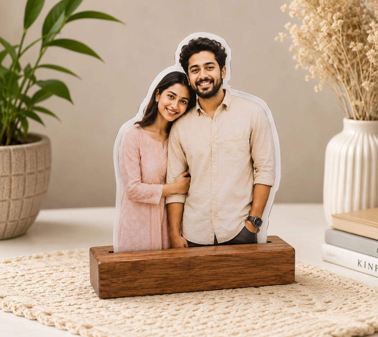 Personalized Acrylic Photo Cutout with Wooden Base - Image 3