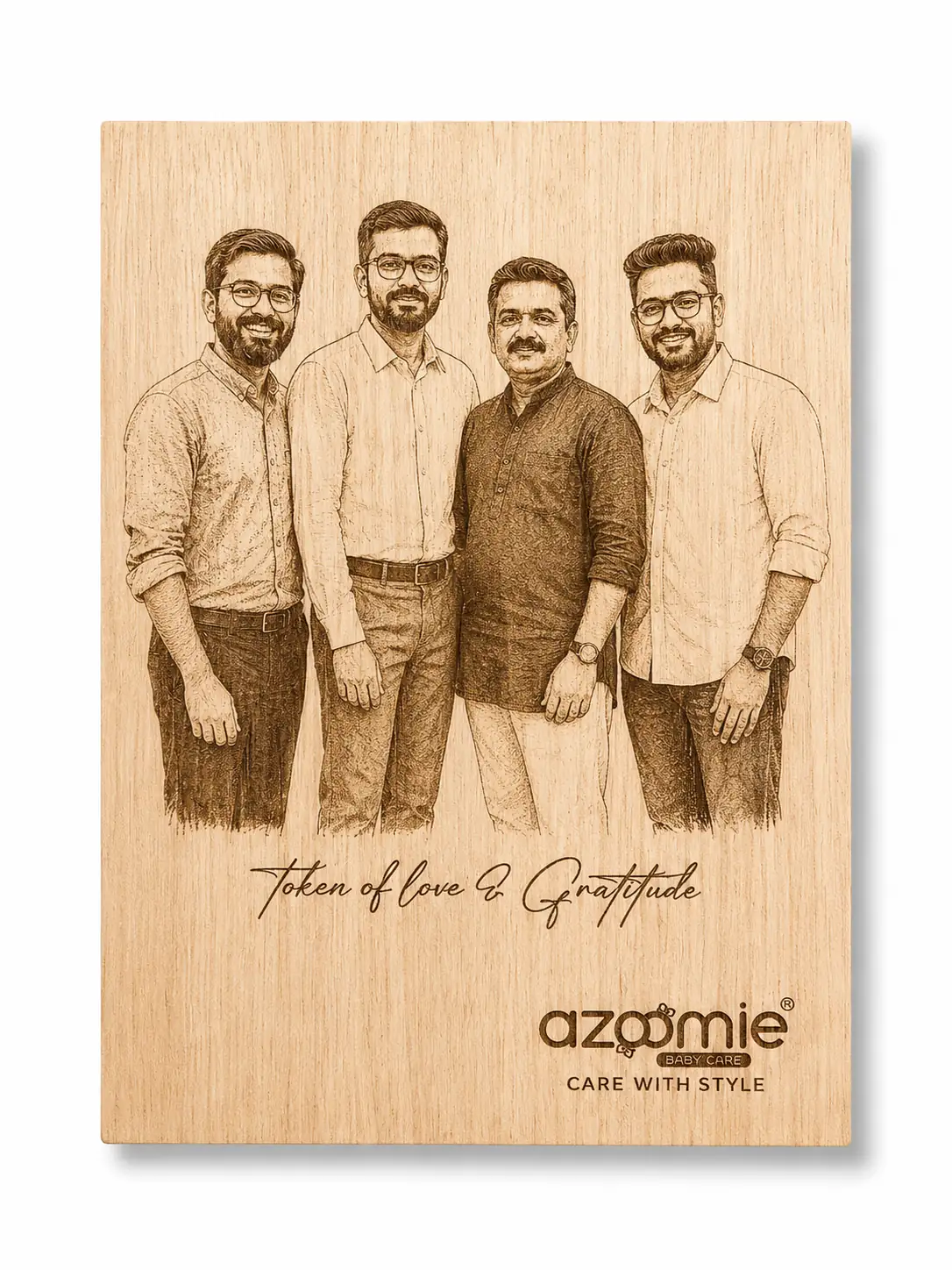 Laser-Engraved Wooden Photo Plaque Portrait with Photo and Text Message