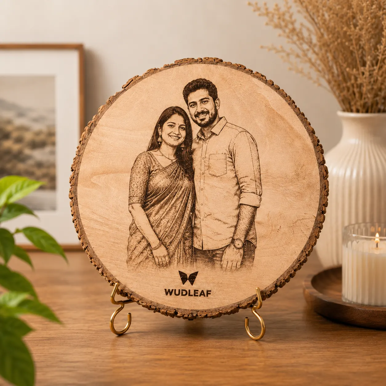 Personalized Engraved Wood Slice Photo and Text - Image 3