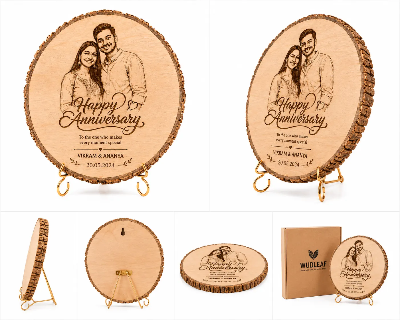 Personalized Engraved Wood Slice Gift with Photo and Text - Image 2