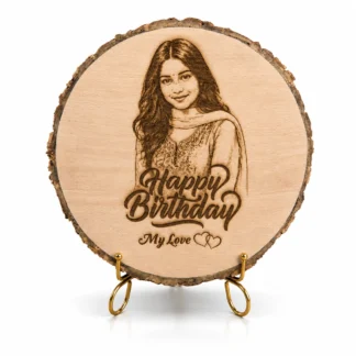 Personalized Wood Slice Frame with Photo and Text
