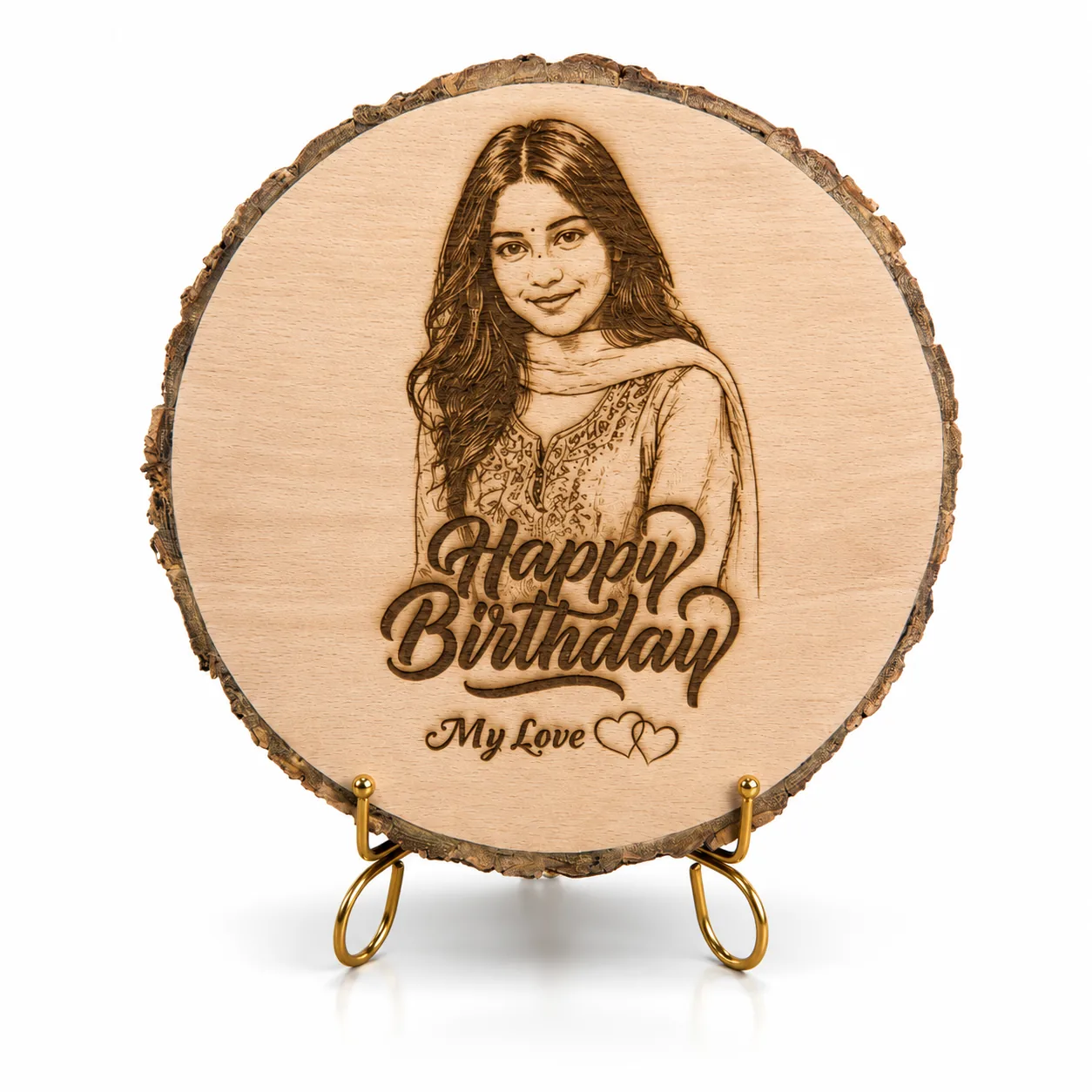 Personalized Wood Slice Frame with Photo and Text