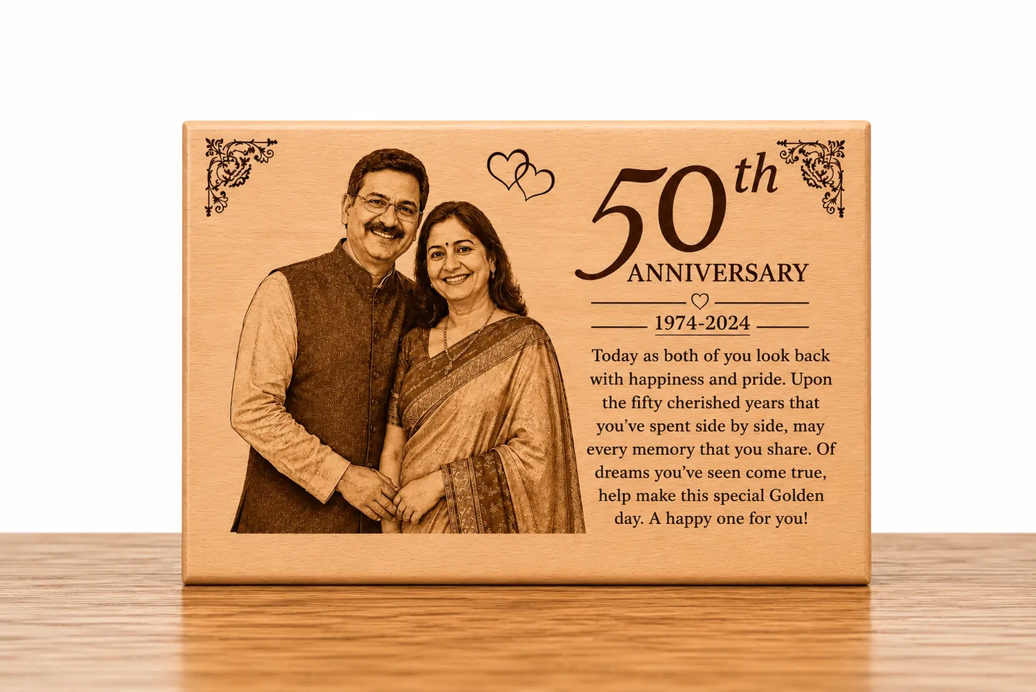 Personalized Wooden Photo Frame Engraved with Text