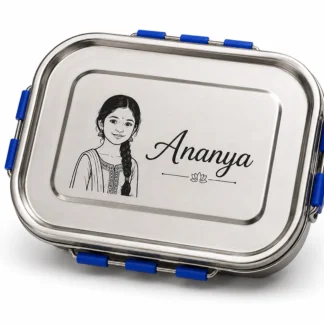 Stainless Steel Lunch Box with Printed Photo and Name