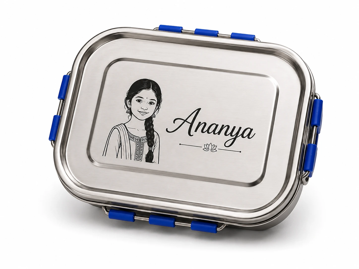 Stainless Steel Lunch Box with Printed Photo and Name