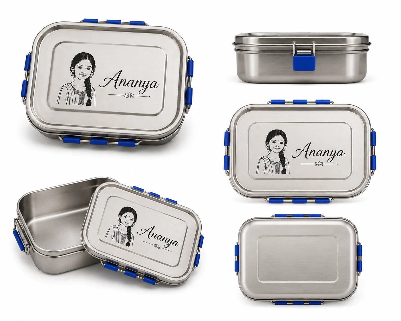 Stainless Steel Lunch Box with Printed Photo and Name - Image 3