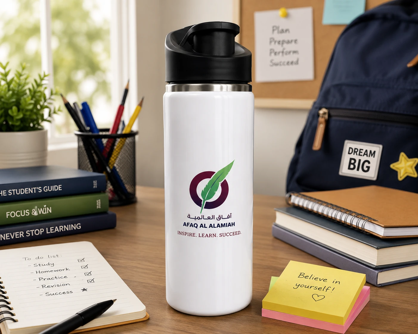 White Stainless Steel Water Bottle with Custom Logo and Text - Image 4