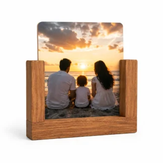 Acrylic-Coated Photo Frame with Wooden Tabletop Stand