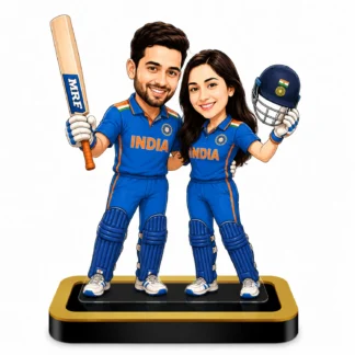 Personalized Cricket Couple Gift – Cricket-Themed Acrylic Caricature