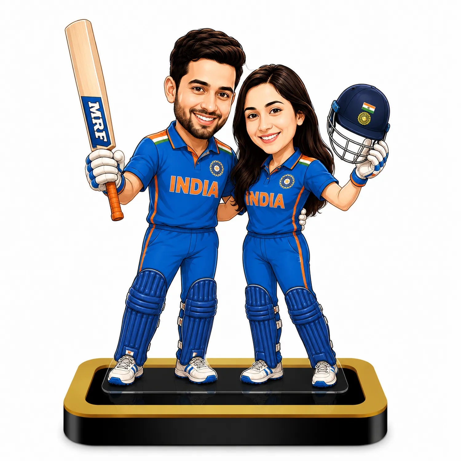 Personalized Cricket Couple Gift – Cricket-Themed Acrylic Caricature
