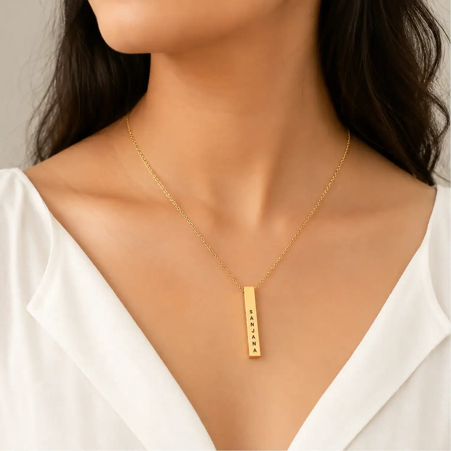 Personalised Cuboid Pendant With Chain For Women - Image 3