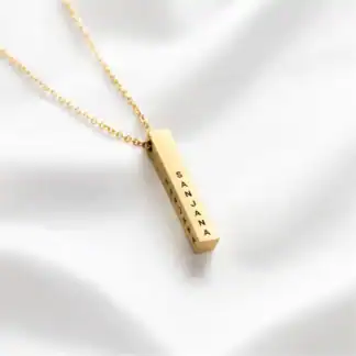 Personalised Cuboid Pendant With Chain For Women