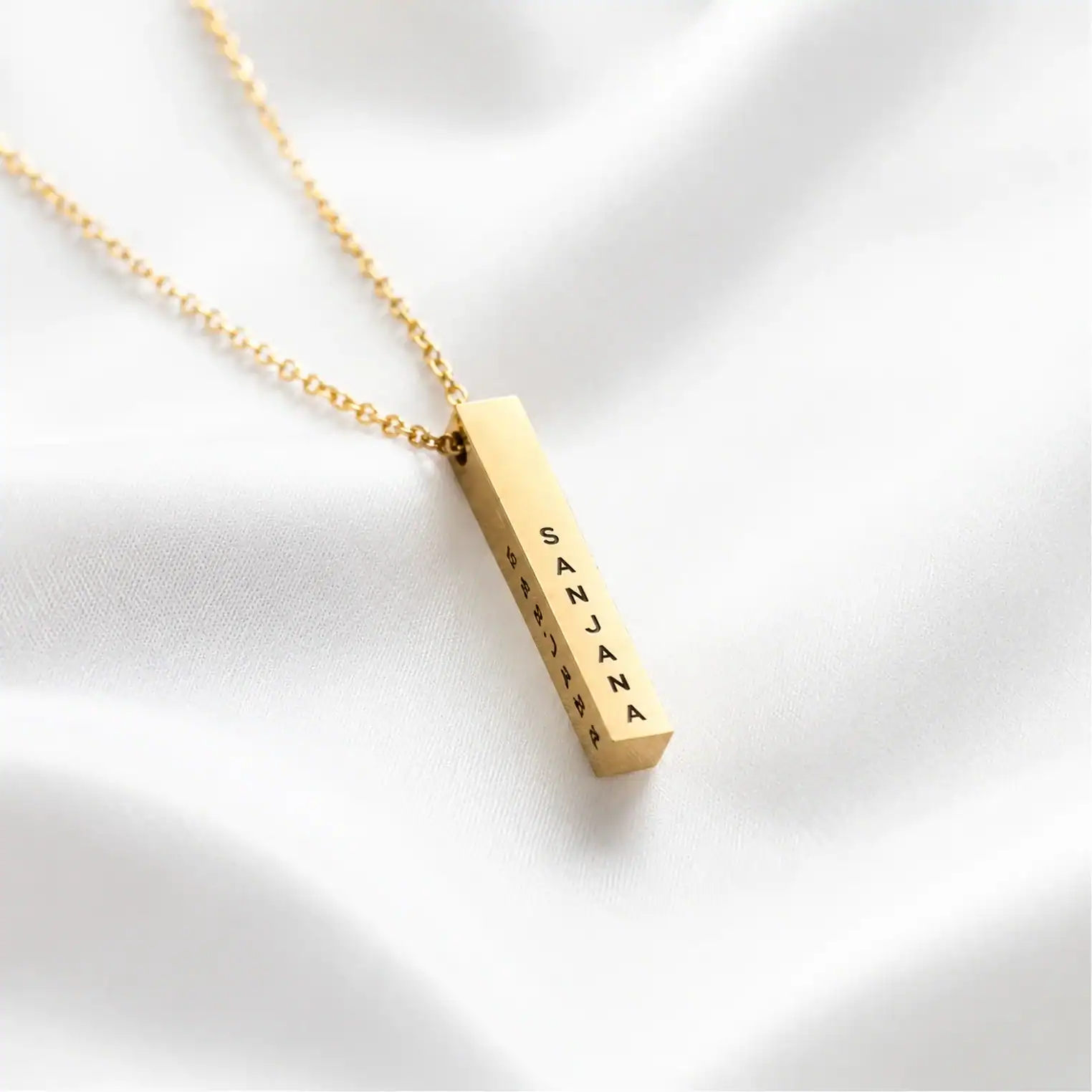 Personalised Cuboid Pendant With Chain For Women