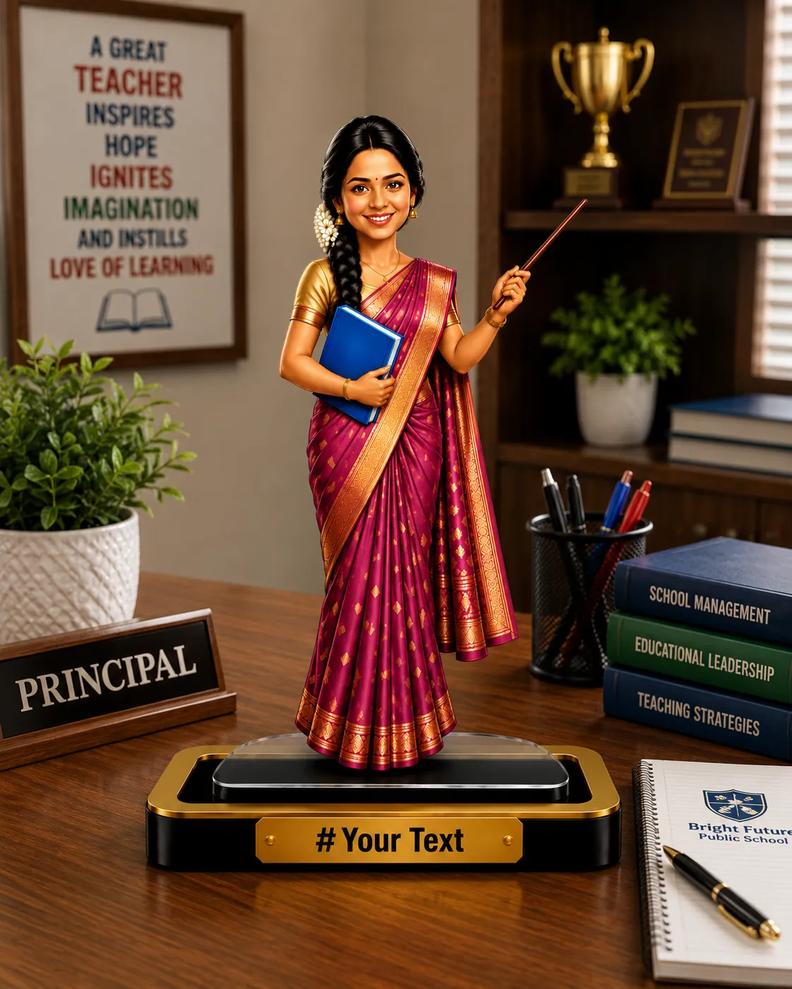 Personalized Teacher Caricature Standee – Custom Female Teacher Gift - Image 2