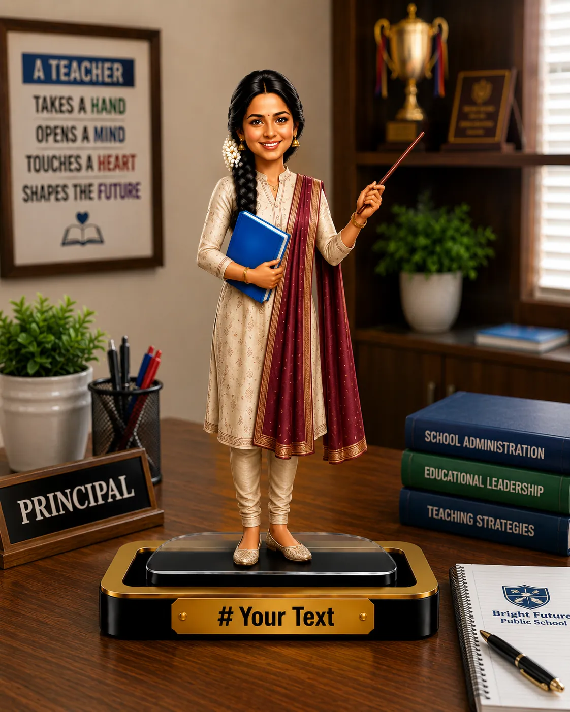 Personalized Teacher Caricature Standee – Custom Female Teacher Gift - Image 4