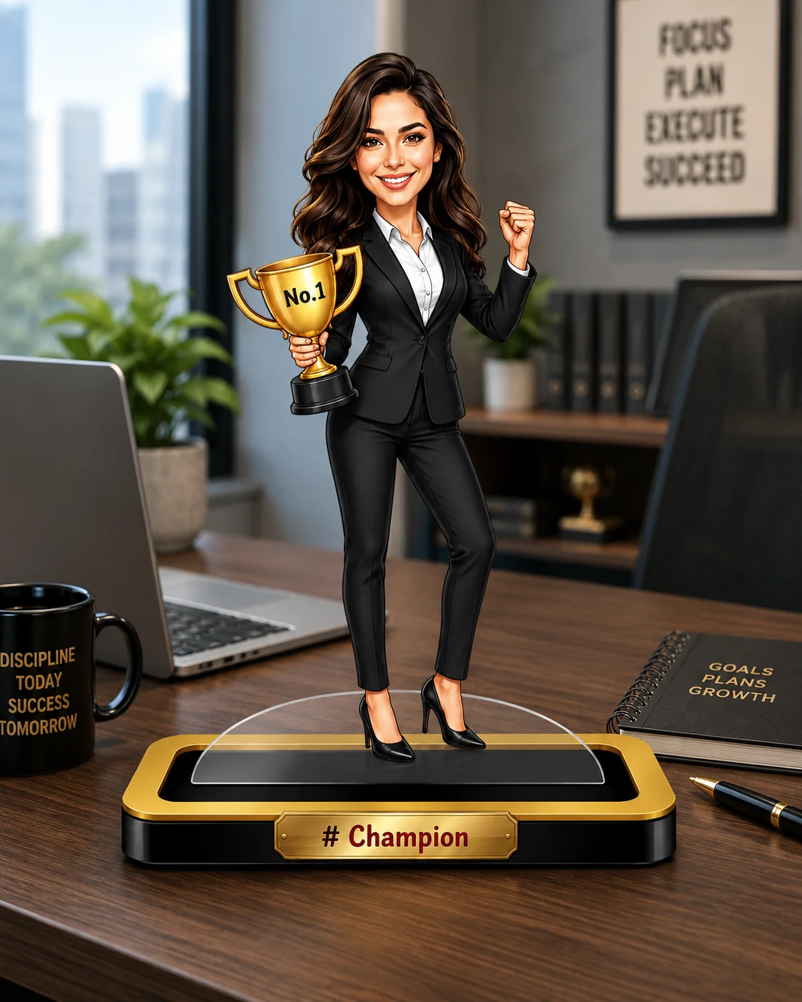 Personalized Female Caricature Award Standee–Recognition & Achievement Gift - Image 4