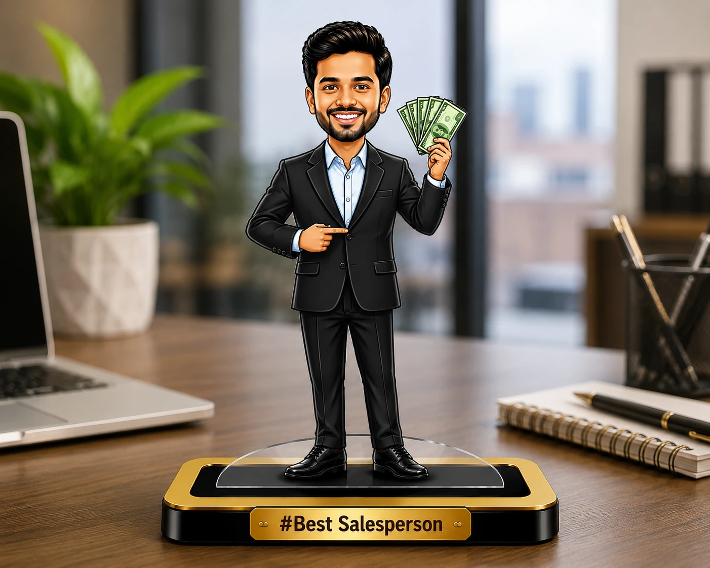 Personalized Male Caricature Award Standee – Employee Achievement - Image 4