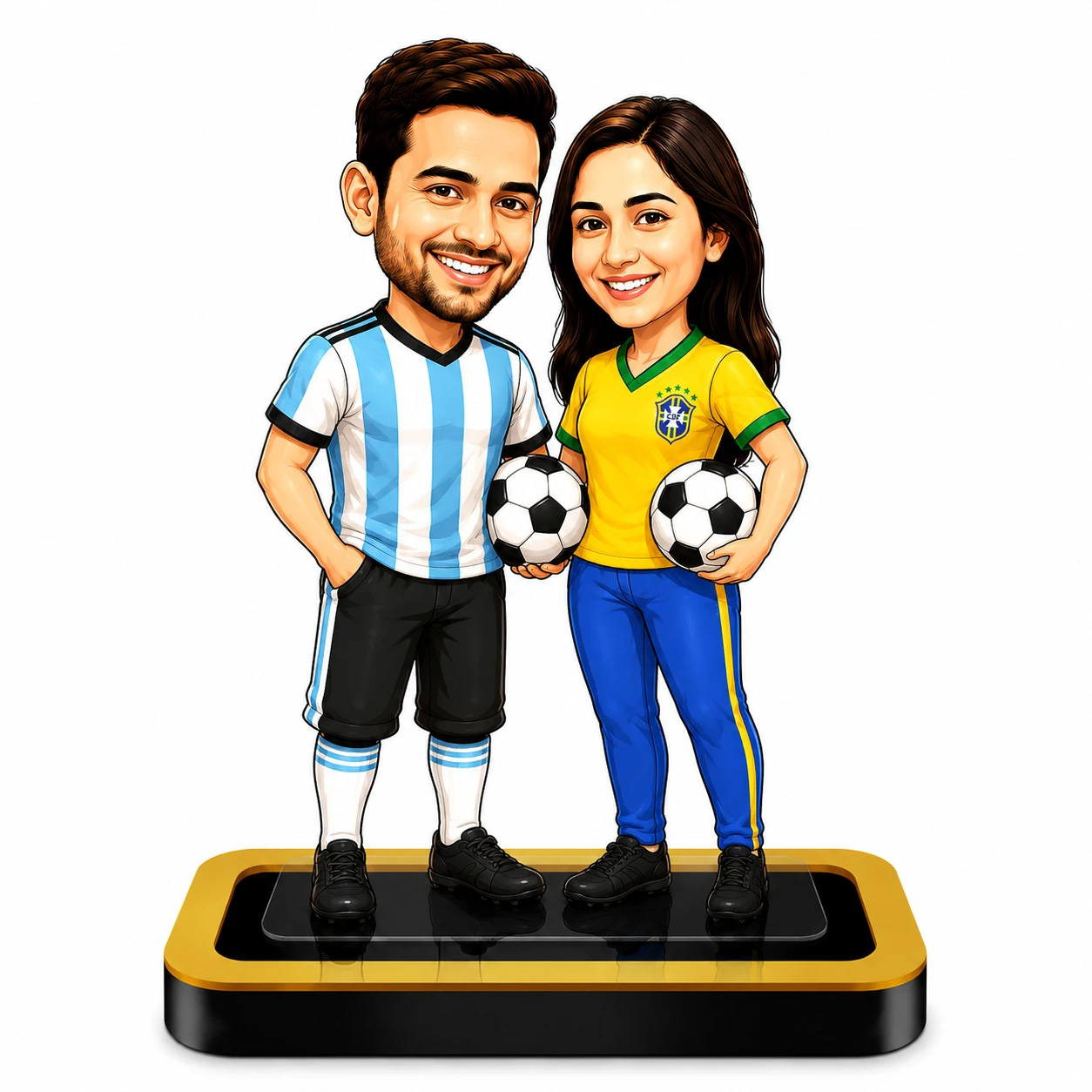 Personalized Football Caricature – Custom Football Couple Acrylic Gift