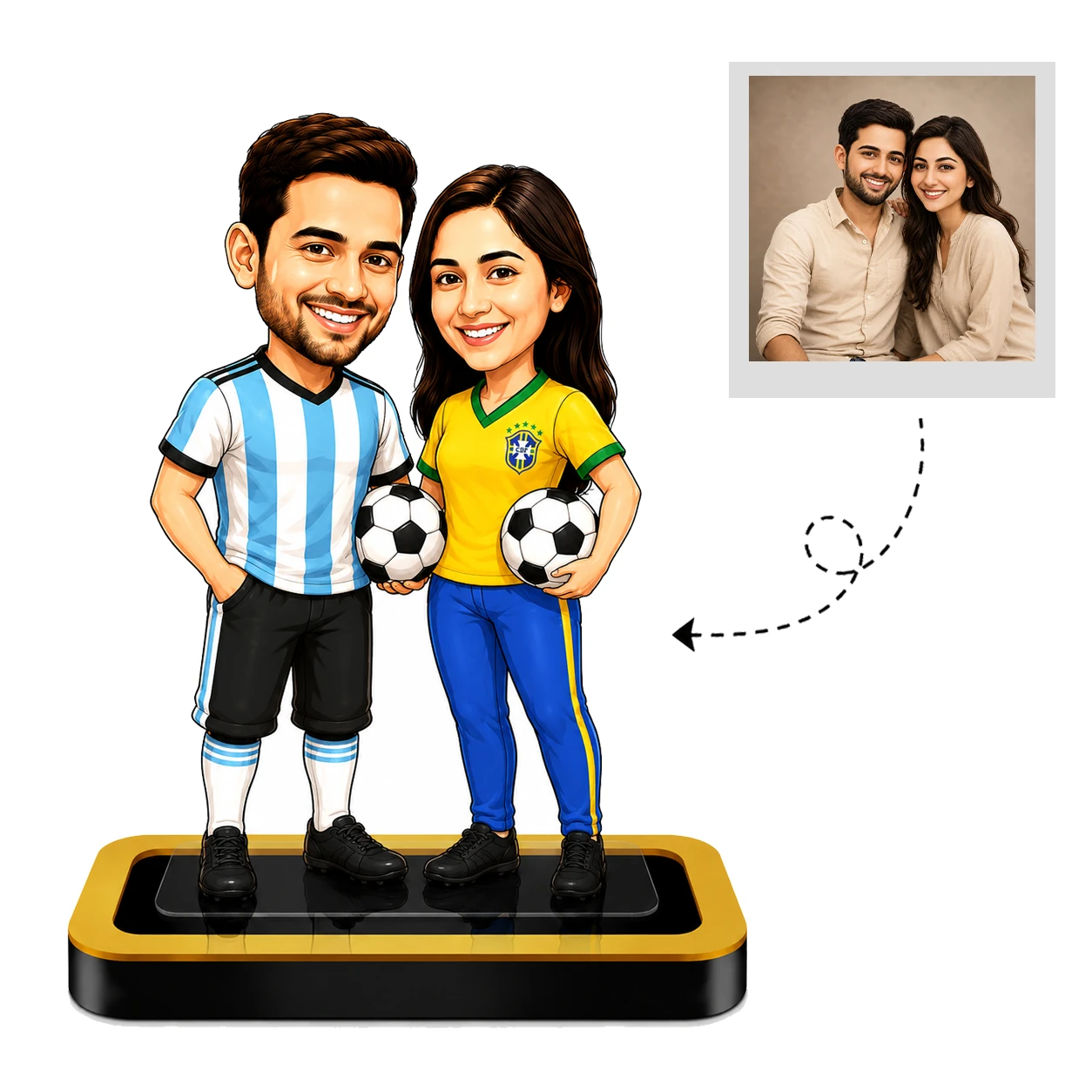 Personalized Football Caricature – Custom Football Couple Acrylic Gift - Image 2